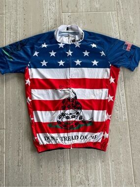 Weimostar Don't Tread On Me Cycling Jersey Mens Large American Flag Short Sleeve
